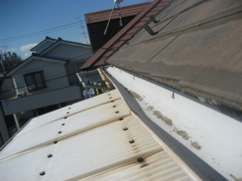 ベランダ側 雨樋 歪み