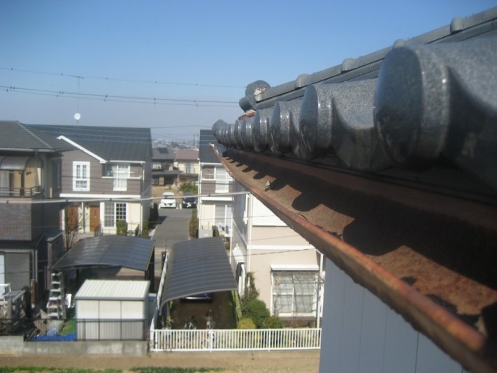 雨樋 破損 穴 写真