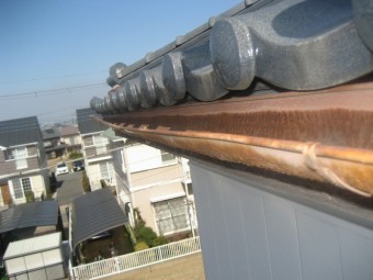 深谷市 雨樋 赤さび写真