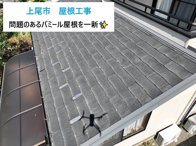 問題のあるパミール屋根をスーパーガルテクトへカバー工法