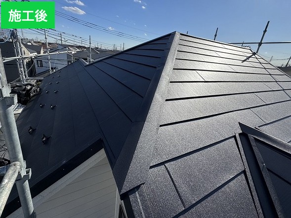 鴻巣市屋根カバー工法施工後
