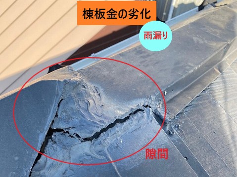 棟板金継ぎ目の隙間
