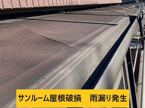 サンルーム雨漏り発生