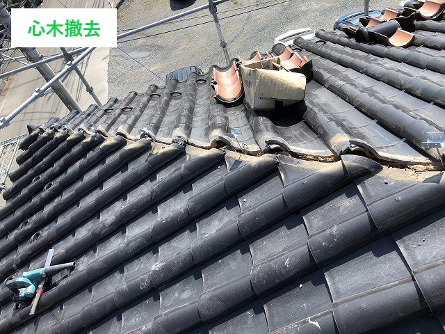 心木撤去後の棟部分