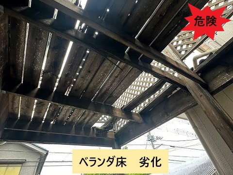 隙間がある劣化床板