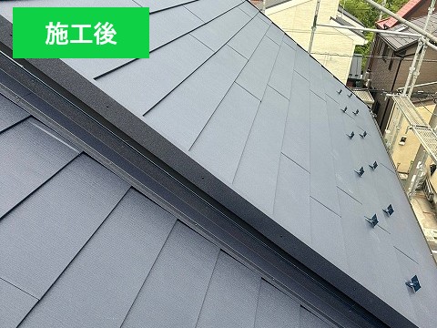 ソーラーパネル撤去後　パミール屋根をスーパーガルテクトへ重ね葺き工事