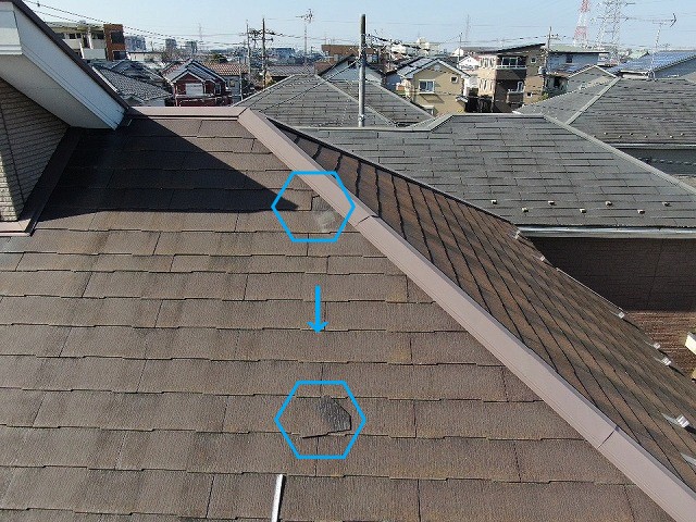 加須市でスレート屋根材コロニアルNEO割れの現地調査へ