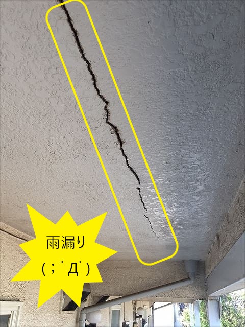 アパートの天井に大きな亀裂　原因は雨漏りからか…