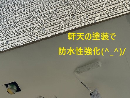 ベランダ防水工事　軒天塗装