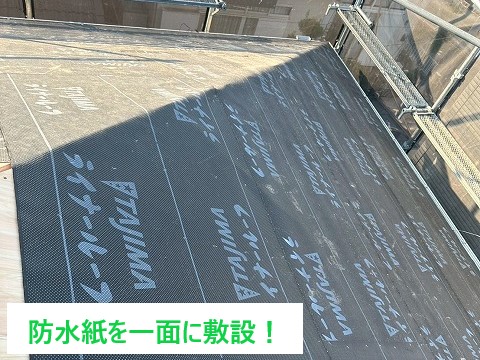 防水紙の敷設