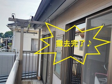 テラス屋根と骨組撤去　ベランダ工事