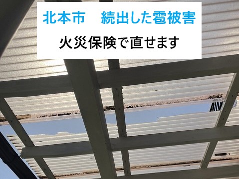 北本市　テラス屋根交換！雹被害で穴⤵ポリカーボネート製へ交換【火災保険適用】