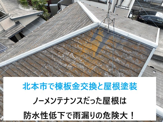 北本市で屋根塗装！劣化したスレート屋根のメンテナンスは棟板金交換と屋根塗装！作業工程のご紹介♪